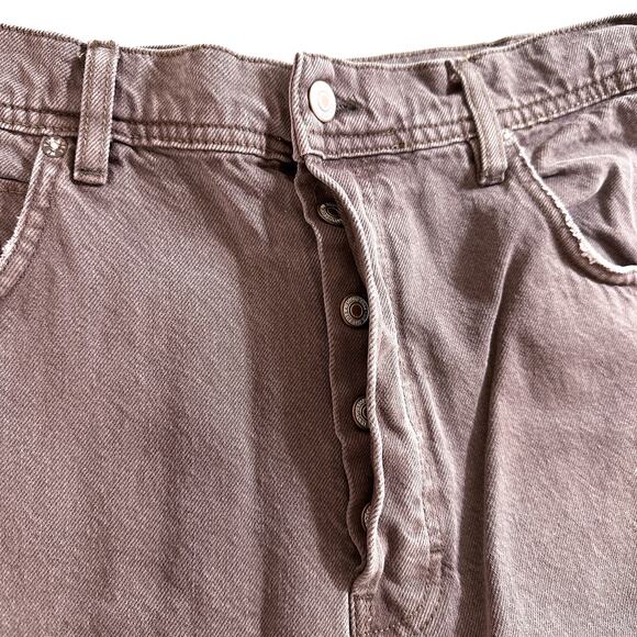 Free People Ultra Wide Leg Slouchy Denim Frayed Button Fly Jeans Purple Brown 32 - Picture 7 of 14